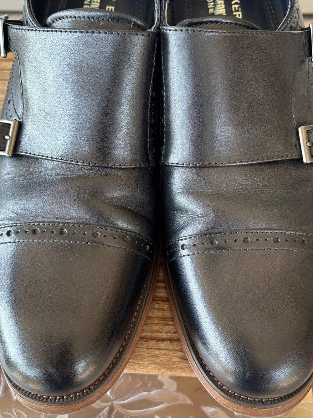 Dockers Men's Black Double Monk Strap Leather Oxfords 10.5 M